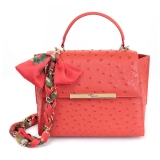 Maison Fagiano - Ostrich Leather - Coral - Artisan Bag - The New City Exclusive Collection - Luxury - Handmade in Italy