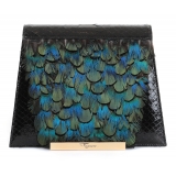 Maison Fagiano - Feathers Python - Blue Emerald - Artisan Bag - New Evening Exclusive Collection - Luxury - Handmade in Italy