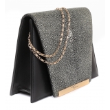 Maison Fagiano - Stingray Nappa - Metallic Grey / Black - Artisan Bag - New Evening Collection - Luxury - Handmade in Italy