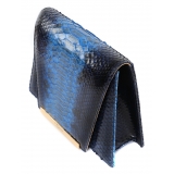 Maison Fagiano - Hand Painted Python - Blue Degradé - Artisan Bag - New Evening Collection - Luxury - Handmade in Italy