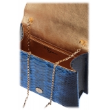 Maison Fagiano - Hand Painted Python - Blue Degradé - Artisan Bag - New Evening Collection - Luxury - Handmade in Italy