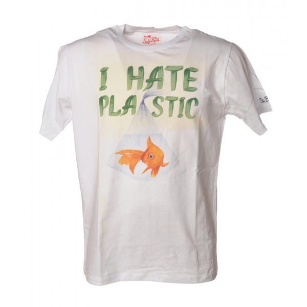 MC2 Saint Barth - T-Shirt Man Plastic Fish 01N - White - Luxury Exclusive Collection