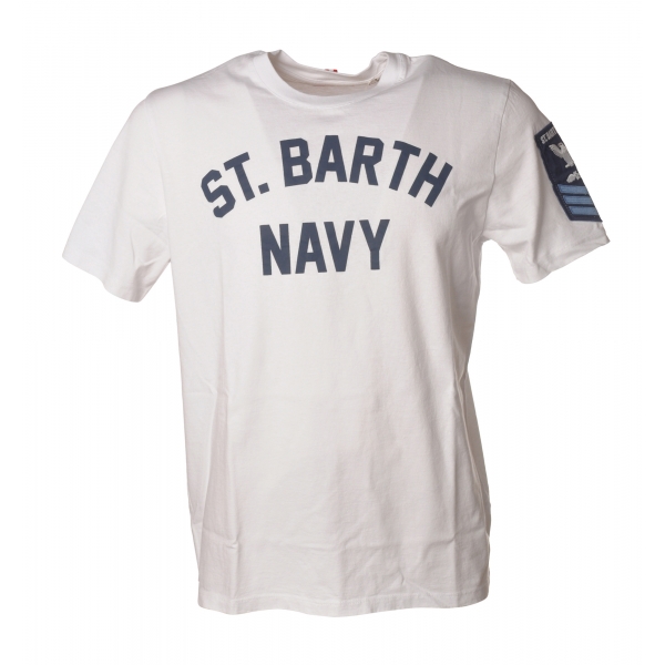 MC2 Saint Barth - T-Shirt Man PTSB Navy 01N - Bianco - Luxury Exclusive Collection