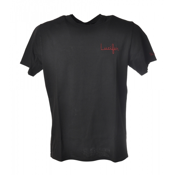 MC2 Saint Barth - T-Shirt Jack Emb Lucifer 00 - Black - Luxury Exclusive Collection