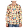 Poggianti 1985 - Camicia Fantasia Collo Coreano Multicolor - Handmade in Italy - New Luxury Exclusive Collection