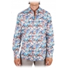 Poggianti 1985 - Camicia Fantasia Collo Morbido Multicolor - Handmade in Italy - New Luxury Exclusive Collection