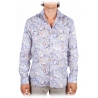 Poggianti 1985 - Camicia Fantasia Lino Collo Francese - Handmade in Italy - New Luxury Exclusive Collection