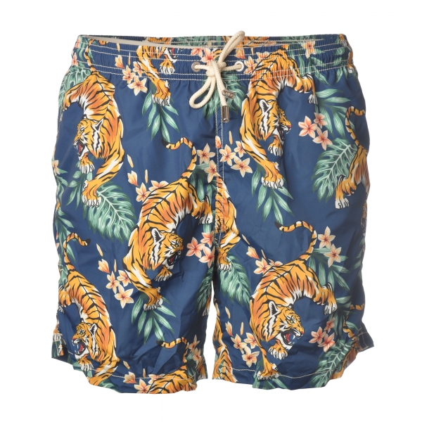 MC2 Saint Barth - Swimsuit Lighting Microfantasy Tigers - Blue Pattern - Luxury Exclusive Collection