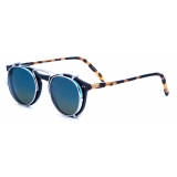 David Marc -  ADAMO SUN-CLIP SILVER - Blonde Havana - Sunglasses - Handmade in Italy - David Marc Eyewear