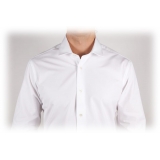 Poggianti 1985 - White Poplin Shirt Italian Collar - Handmade in Italy - New Luxury Exclusive Collection