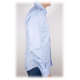 Poggianti 1985 - Light Blue Poplin Shirt Italian Collar - Handmade in Italy - New Luxury Exclusive Collection