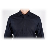 Poggianti 1985 - Black Poplin Shirt Italian Collar - Handmade in Italy - New Luxury Exclusive Collection