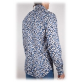 Poggianti 1985 - Blue Fantasy Shirt Italian Collar - Handmade in Italy - New Luxury Exclusive Collection