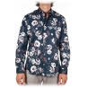 Poggianti 1985 - Camicia Fantasia Collo Morbido Blu - Handmade in Italy - New Luxury Exclusive Collection