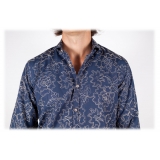 Poggianti 1985 - Patterned Shirt with Soft Embroidery Collar - Handmade in Italy - New Luxury Exclusive Collection