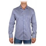 Poggianti 1985 - Blue-White Striped Shirt - Handmade in Italy - New Luxury Exclusive Collection