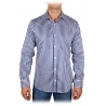 Poggianti 1985 - Camicia Righe Blu-Bianca - Handmade in Italy - New Luxury Exclusive Collection