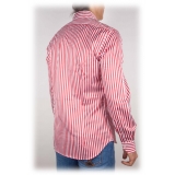 Poggianti 1985 - Red-White Striped Shirt - Handmade in Italy - New Luxury Exclusive Collection
