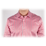 Poggianti 1985 - Red-White Striped Shirt - Handmade in Italy - New Luxury Exclusive Collection