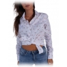 Poggianti 1985 - Camicia Floreale Collo Morbido Bianca - Handmade in Italy - New Luxury Exclusive Collection