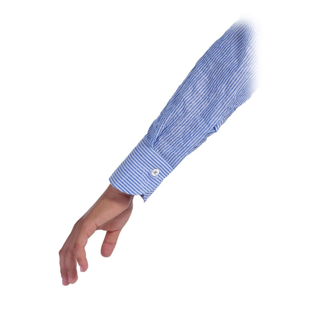 Poggianti 1985 - Light Blue Soft Collar Striped Shirt - Handmade in ...
