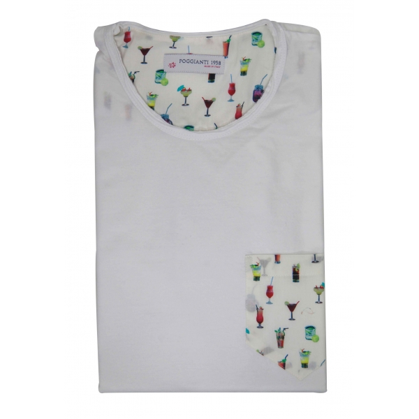 Poggianti 1985 - T-Shirt Cotone 820-01 White - Handmade in Italy - New Luxury Exclusive Collection