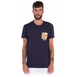 Poggianti 1985 - Cotton T-Shirt 853-01 Blue - Handmade in Italy - New Luxury Exclusive Collection