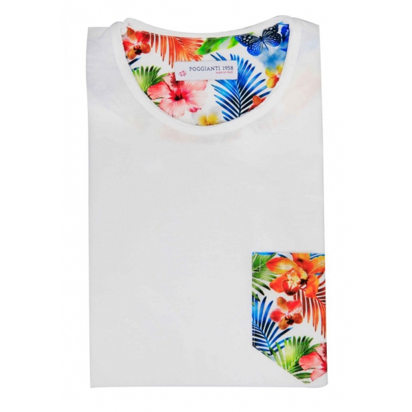 Poggianti 1985 - Cotton T-Shirt 853-01 White - Handmade in Italy - New Luxury Exclusive Collection