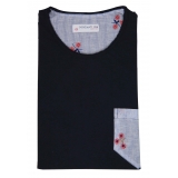 Poggianti 1985 - Cotton T-Shirt 924-02 Blue - Handmade in Italy - New Luxury Exclusive Collection