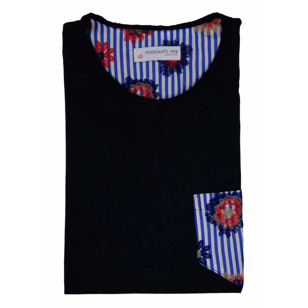 Poggianti 1985 - T-Shirt Cotone 957-02 Blu - Handmade in Italy - New Luxury Exclusive Collection