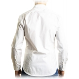 Poggianti 1985 - White Shirt with Patterned Contrasts - Handmade in Italy - New Luxury Exclusive Collection