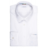 Poggianti 1985 - White Shirt with Patterned Contrasts - Handmade in Italy - New Luxury Exclusive Collection