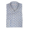 Poggianti 1985 - Camicia Fantasia Collo Morbido Azzurro/Bianco - Handmade in Italy - New Luxury Exclusive Collection