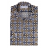 Poggianti 1985 - Camicia Fantasia Collo Morbido Azzurro/Marrone - Handmade in Italy - New Luxury Exclusive Collection