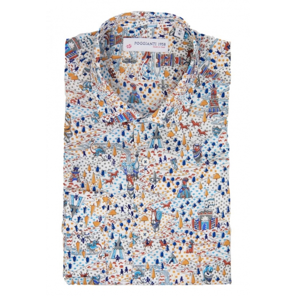 Poggianti 1985 - Multicolored Soft Collar Patterned Shirt - Handmade in Italy - New Luxury Exclusive Collection