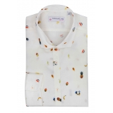 Poggianti 1985 - White Soft Collar Fantasy Shirt - Handmade in Italy - New Luxury Exclusive Collection