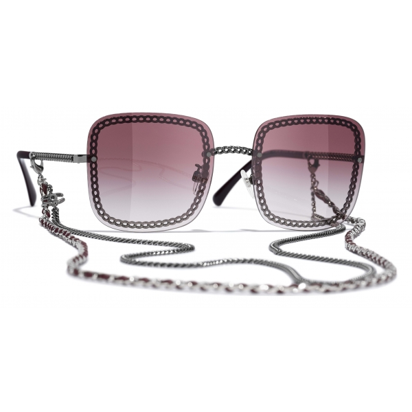 Chanel - Square Sunglasses - Dark Silver Pink - Chanel Eyewear