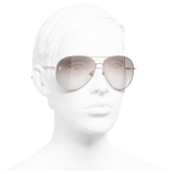 Chanel - Occhiali da Sole Pilota - Rosa Dorato Beige - Chanel Eyewear
