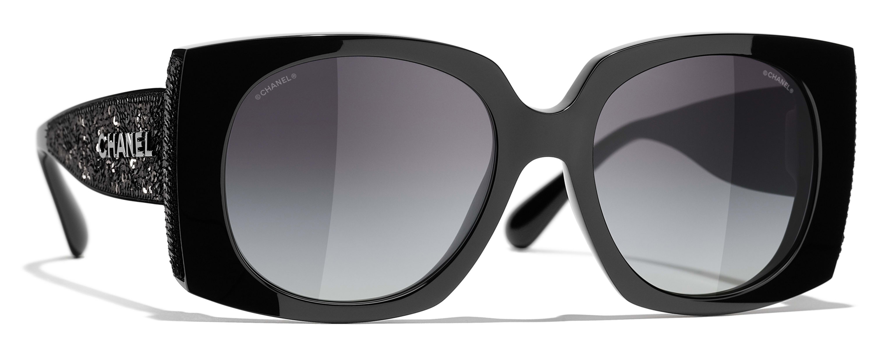 Chanel - Rectangular Sunglasses - Black Gray - Chanel