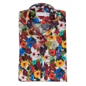 Poggianti 1985 - Camicia Fantasia Collo Morbido Multicolore - Handmade in Italy - New Luxury Exclusive Collection