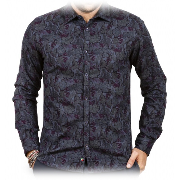 Poggianti 1985 - Floral Patterned Flannel Shirt - Handmade in Italy - New Luxury Exclusive Collection