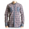 Poggianti 1985 - Camicia Quadri con Contrasti in Denim - Handmade in Italy - New Luxury Exclusive Collection
