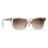 Chanel - Occhiali da Sole Rettangolari - Rosa Marrone - Chanel Eyewear