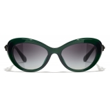 Chanel - Occhiali da Sole Cat-Eye - Verde Scuro Grigio - Chanel Eyewear