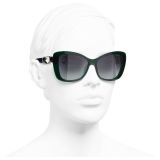 Chanel - Occhiali da Sole a Farfalla - Verde Scuro Grigio - Chanel Eyewear