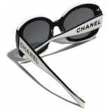 Chanel - Occhiali da Sole Quadrati - Nero Bianco Grigio - Chanel Eyewear