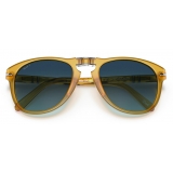 Persol - 714 Steve McQueen - Original - Miele / Polarized Light Blue Gradient - PO0714SM 204 S3 54-21 - Sunglasses - Eyewear