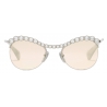 Gucci - Cat-Eye Sunglasses with Crystals - Silver Yellow - Gucci Eyewear