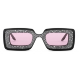 Gucci - Rectangular Sunglasses with Crystals - Black Pink - Gucci Eyewear