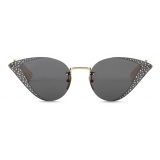 Gucci - Cat-Eye Sunglasses with Crystals - Gold Gray - Gucci Eyewear